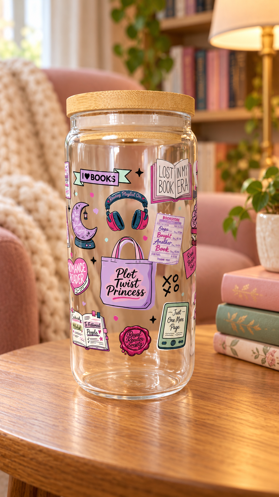 Bookish Romance Trope Cup – Clear Tumbler for Book Lovers