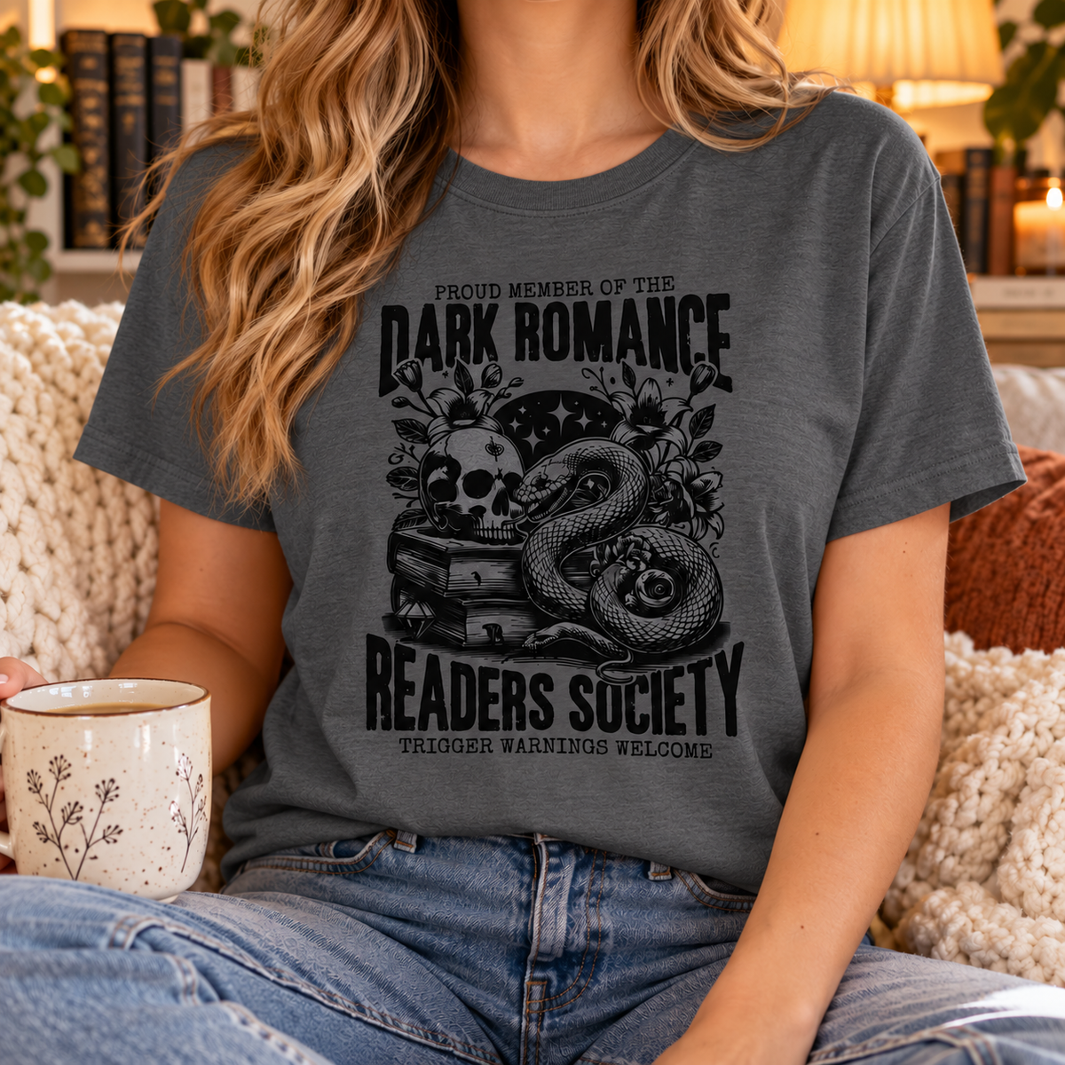 Dark Romance| Book Lover Graphic T-Shirt | Funny Book Buying Tee (