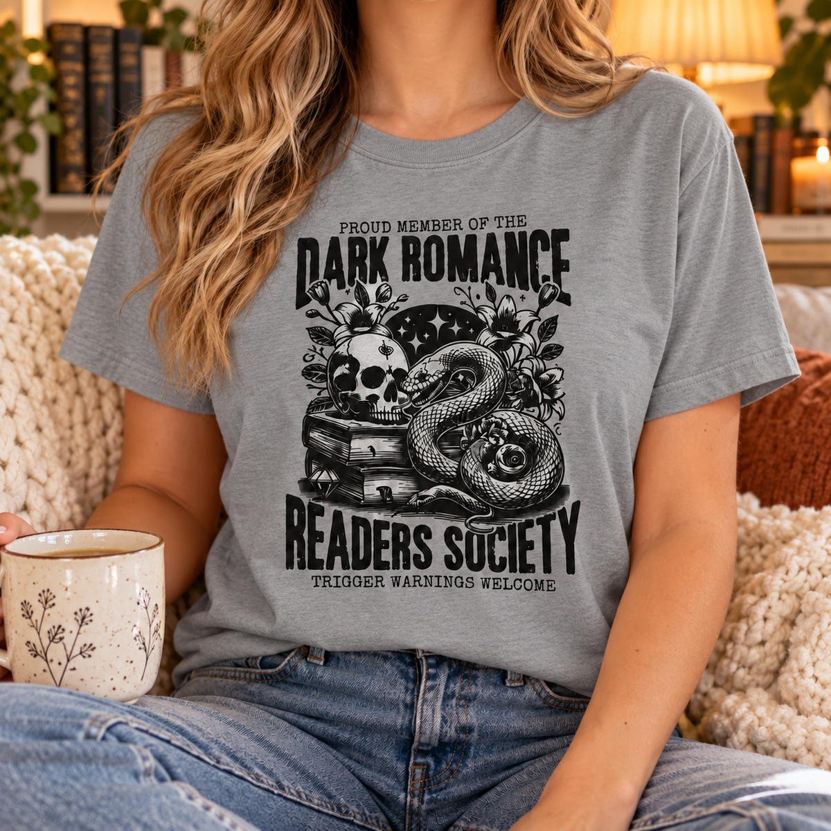 Dark Romance| Book Lover Graphic T-Shirt | Funny Book Buying Tee (