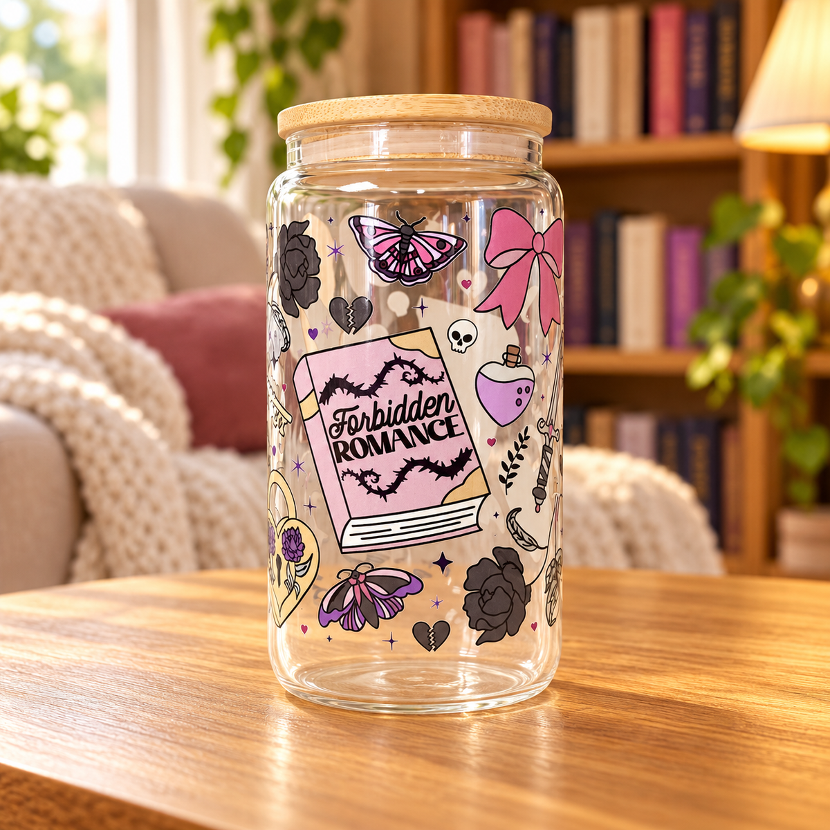 Bookish Romance Trope Cup – Clear Tumbler for Book Lovers