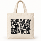 Bookish Canvas Tote Bag – Romance Reader Book Bag, Multiple Designs