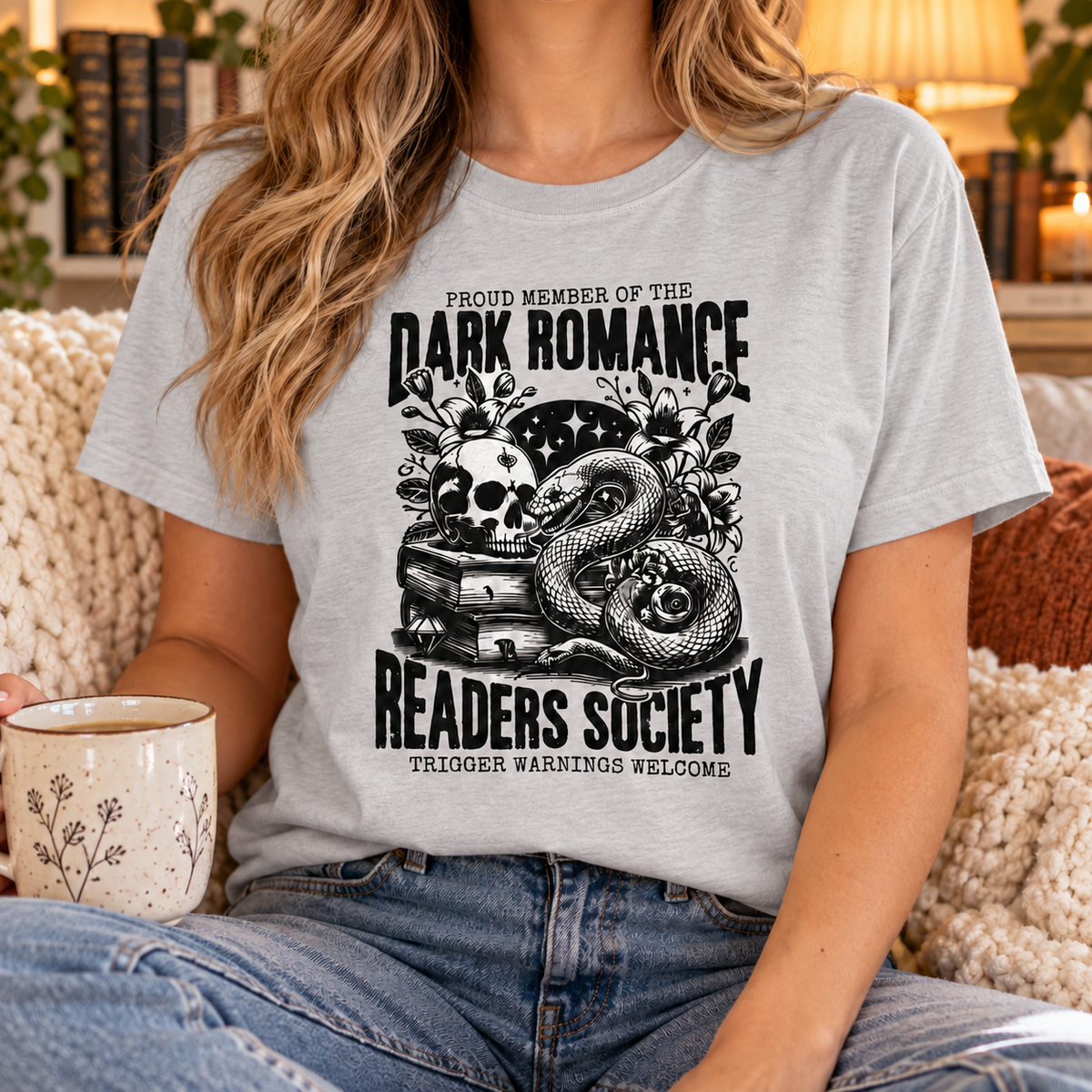 Dark Romance| Book Lover Graphic T-Shirt | Funny Book Buying Tee (