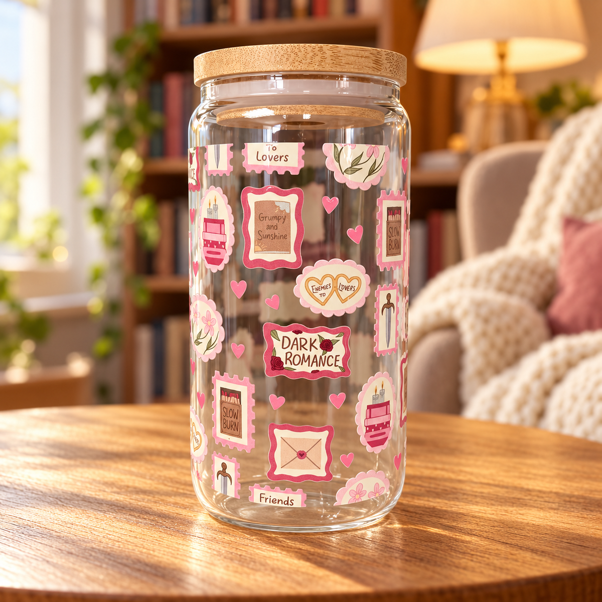 Bookish Romance Trope Cup – Clear Tumbler for Book Lovers