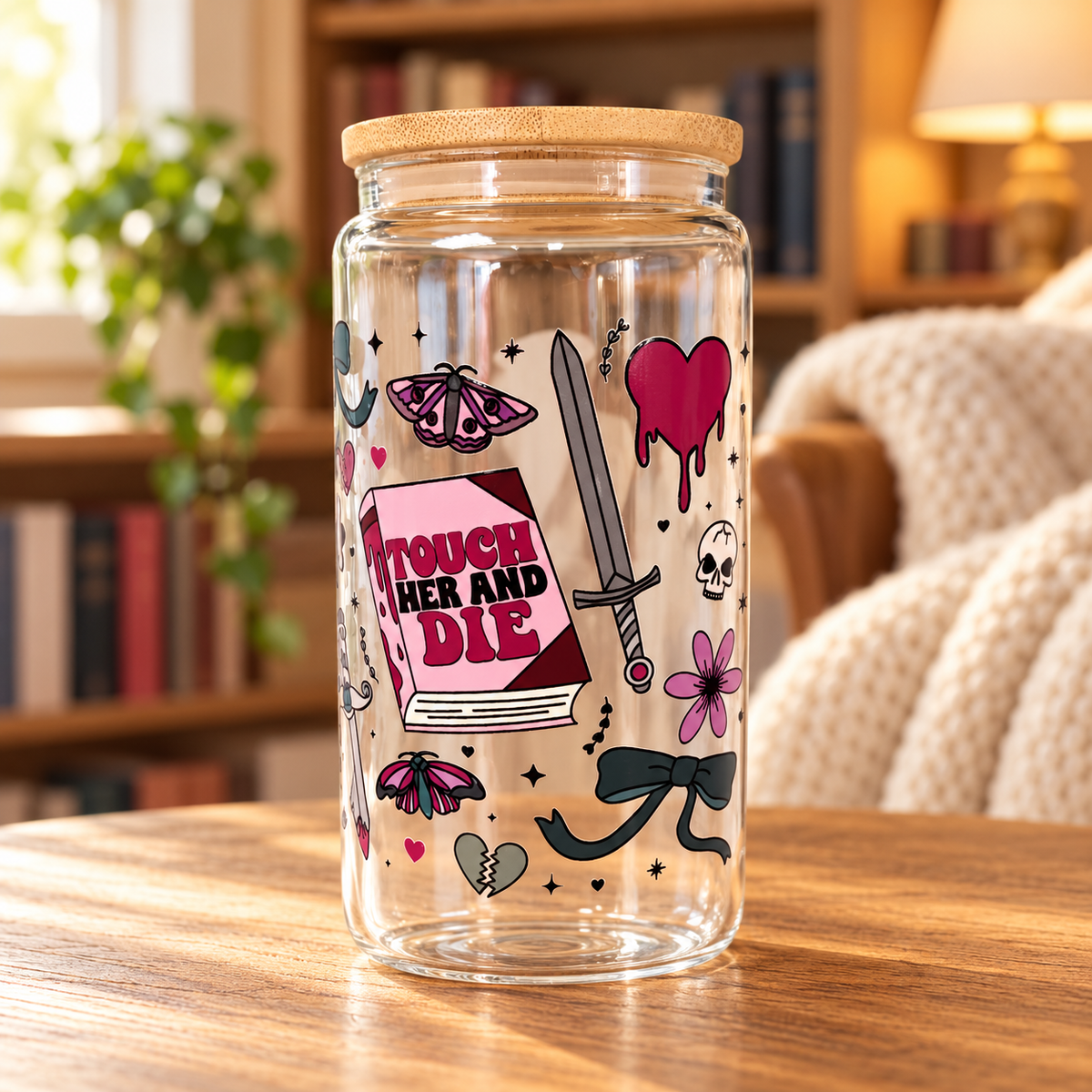 Bookish Romance Trope Cup – Clear Tumbler for Book Lovers