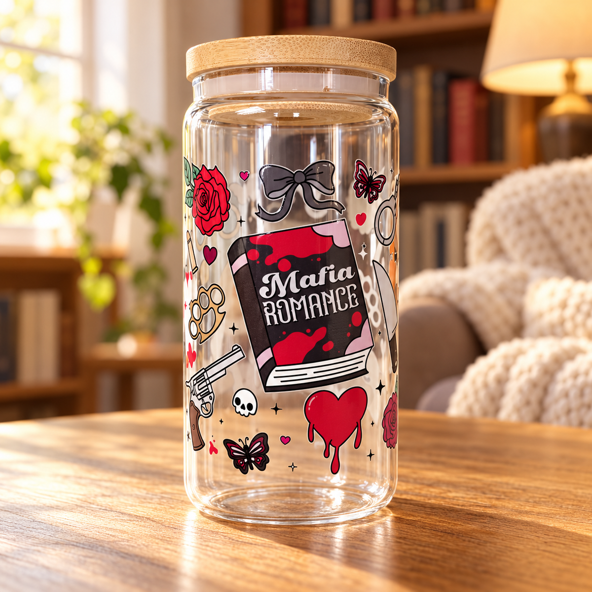 Bookish Romance Trope Cup – Clear Tumbler for Book Lovers